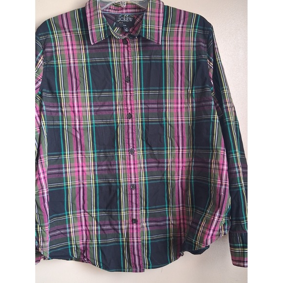 J. Crew Tops - J. Crew Slim Fit Plaid Button Down Shirt Pink Green Navy Multi Color Size 20